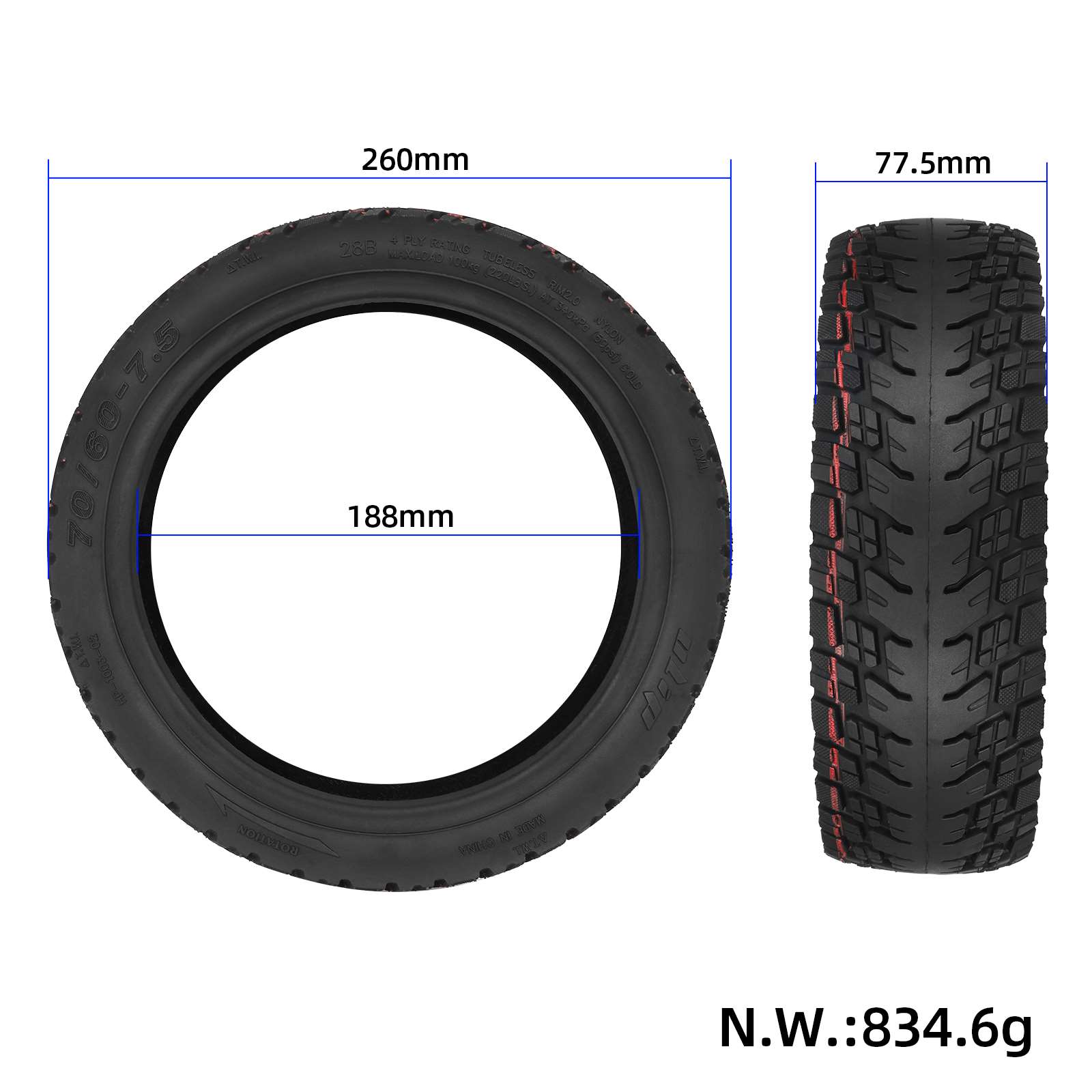 Tire - [70/60-7.5], 11x2.8, Ø270x70 mm - Ulip Off-Road [115]